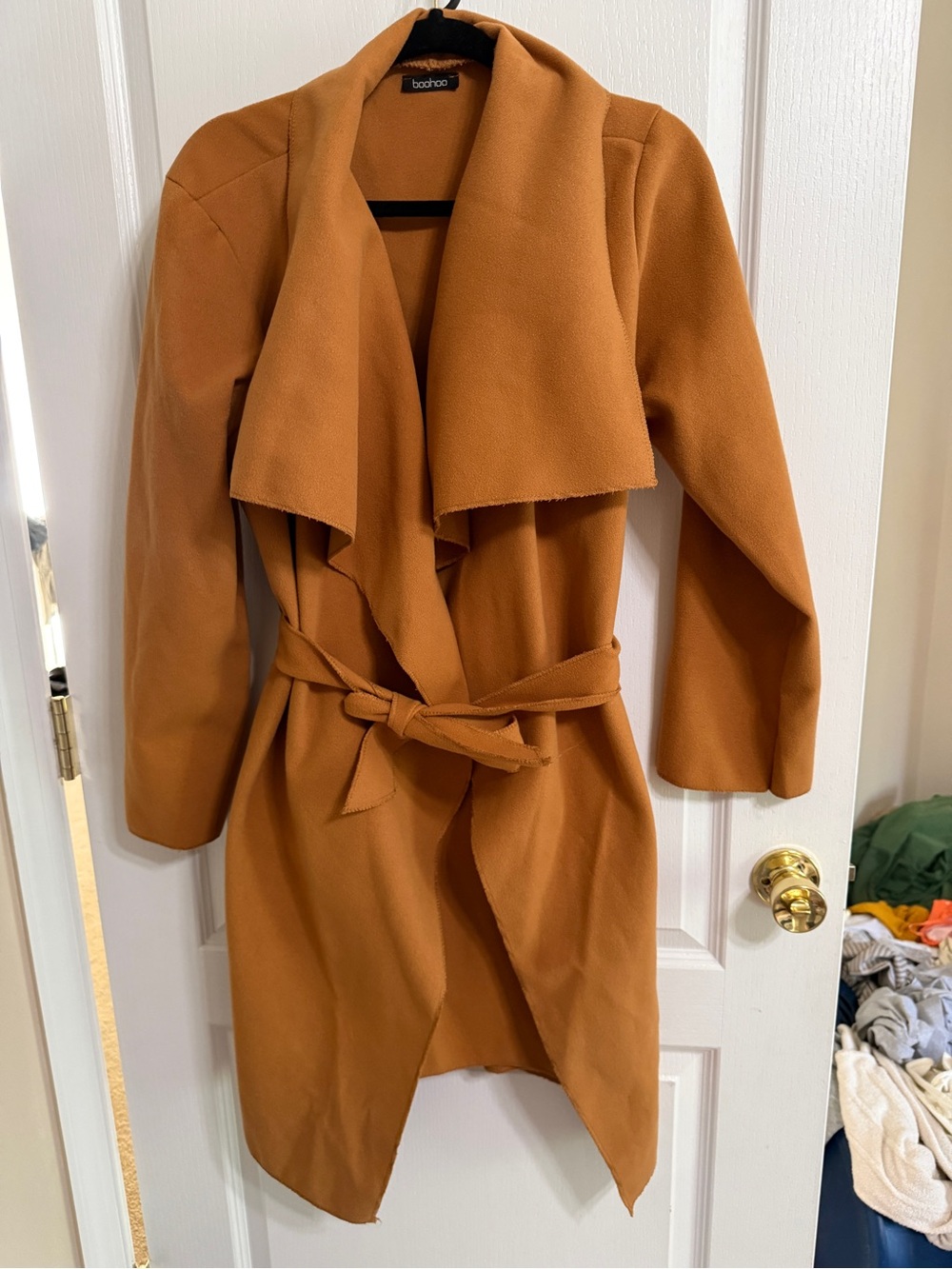 Boohoo Women's Rust Waterfall Wrap Coat (one size)